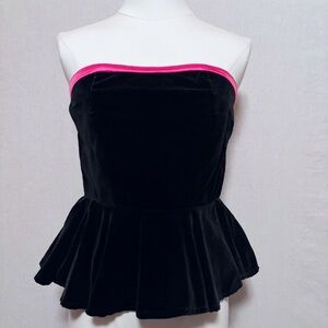 Vintage black velvet strapless top size small